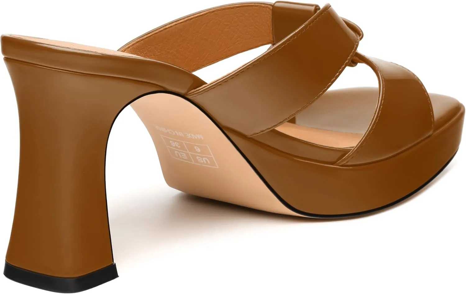 Womens Platform Heeled Sandals, Block Heel Open Toe Slip-on Sandals for Women, Womens Woven Straps Chunky Heel Slippers with Leather Insole 3.3"