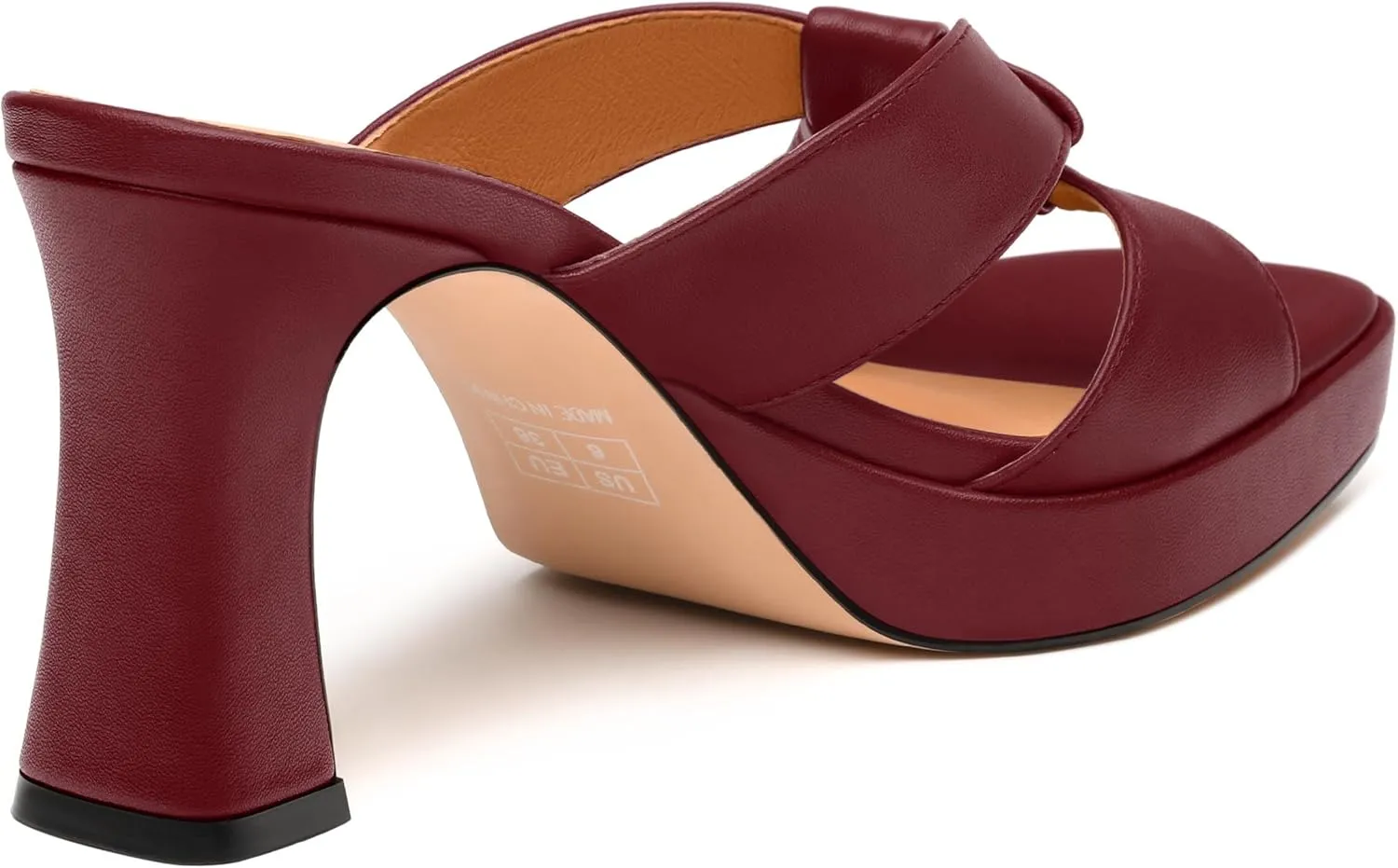 Womens Platform Sandals, Block High Heel Open Toe Slip-on Sandals for Women, Woven Straps Heeled Slippers with Leather Insole 3.3"