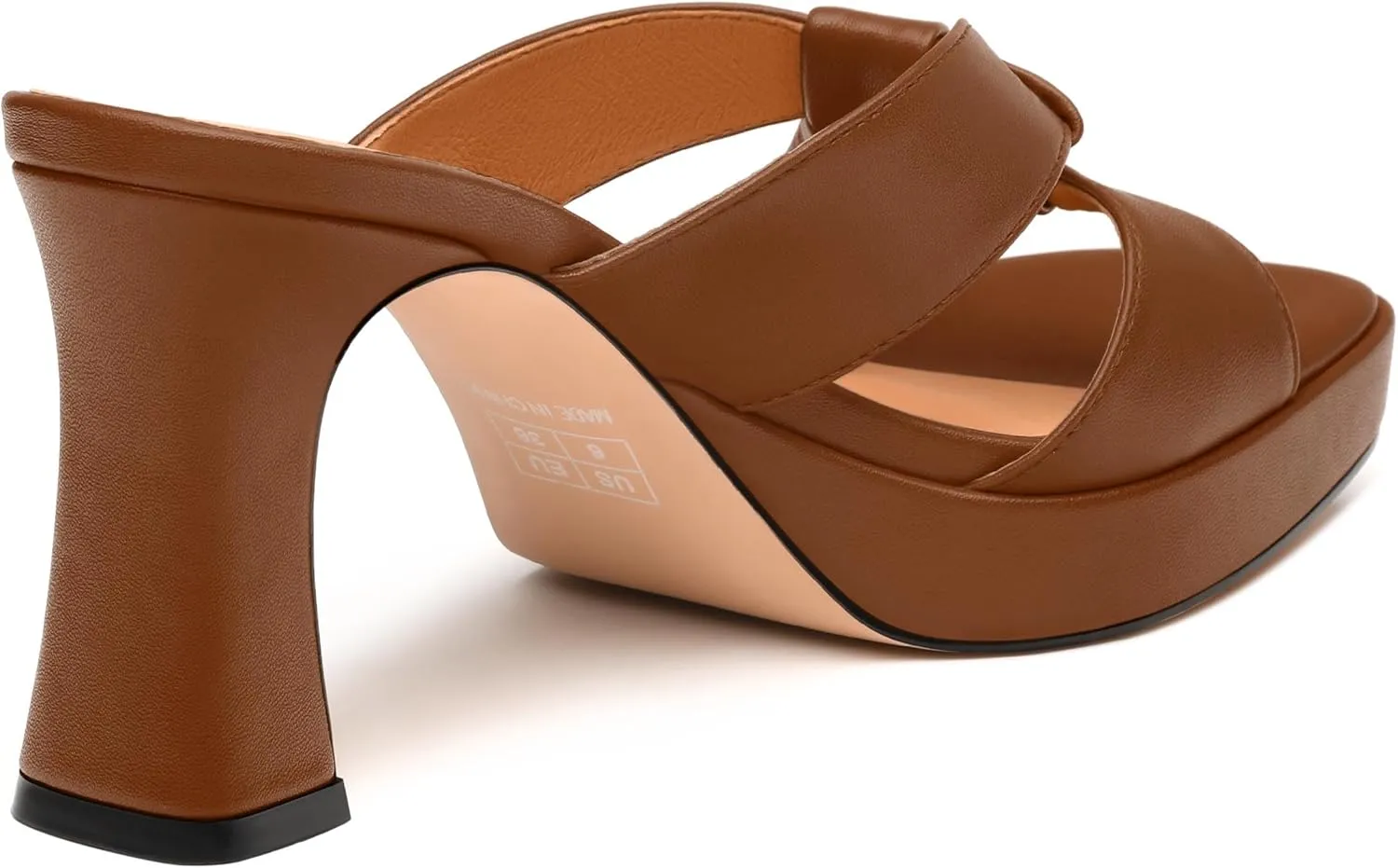 Womens Platform Sandals, Block High Heel Open Toe Slip-on Sandals for Women, Woven Straps Heeled Slippers with Leather Insole 3.3"