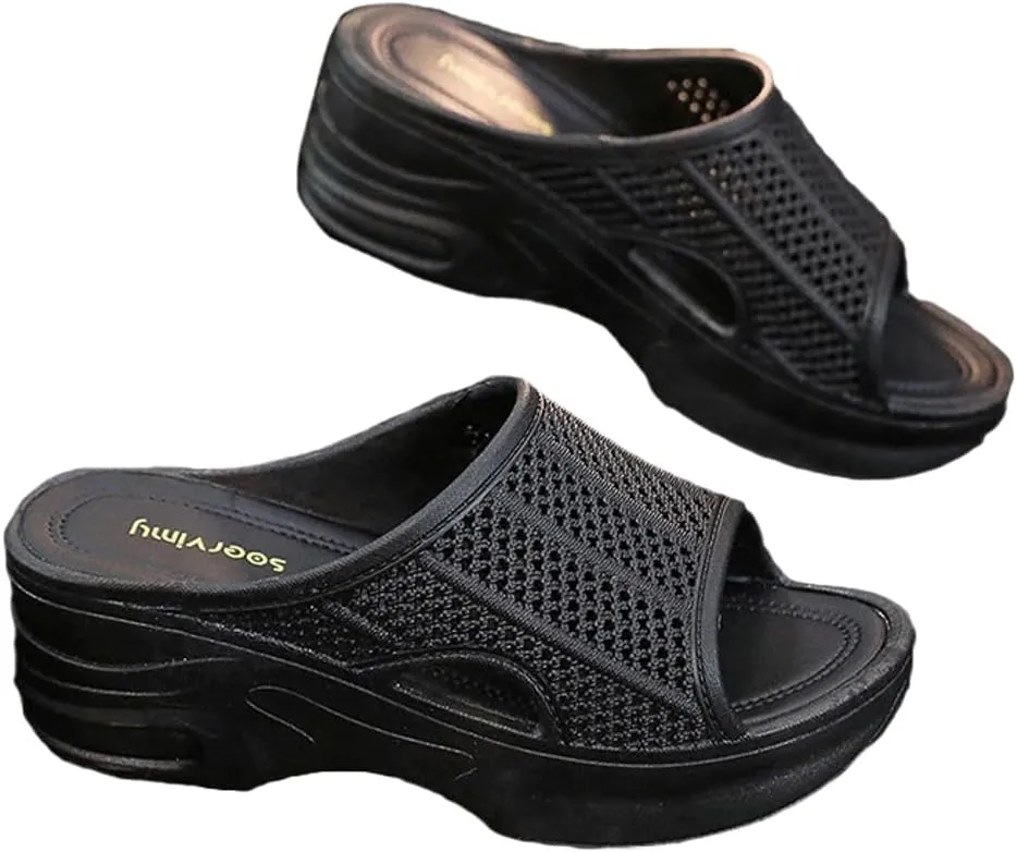 Womens Platform Slides Wedge Cushion Recovery Sandals with Arch Support Summer Beach Walking Slippers Non-Slip Quick Drying