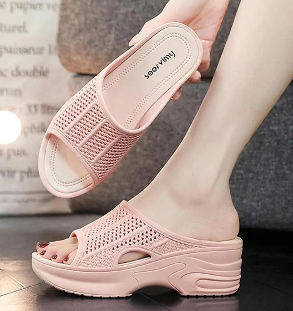 Womens Platform Slides Wedge Cushion Recovery Sandals with Arch Support Summer Beach Walking Slippers Non-Slip Quick Drying