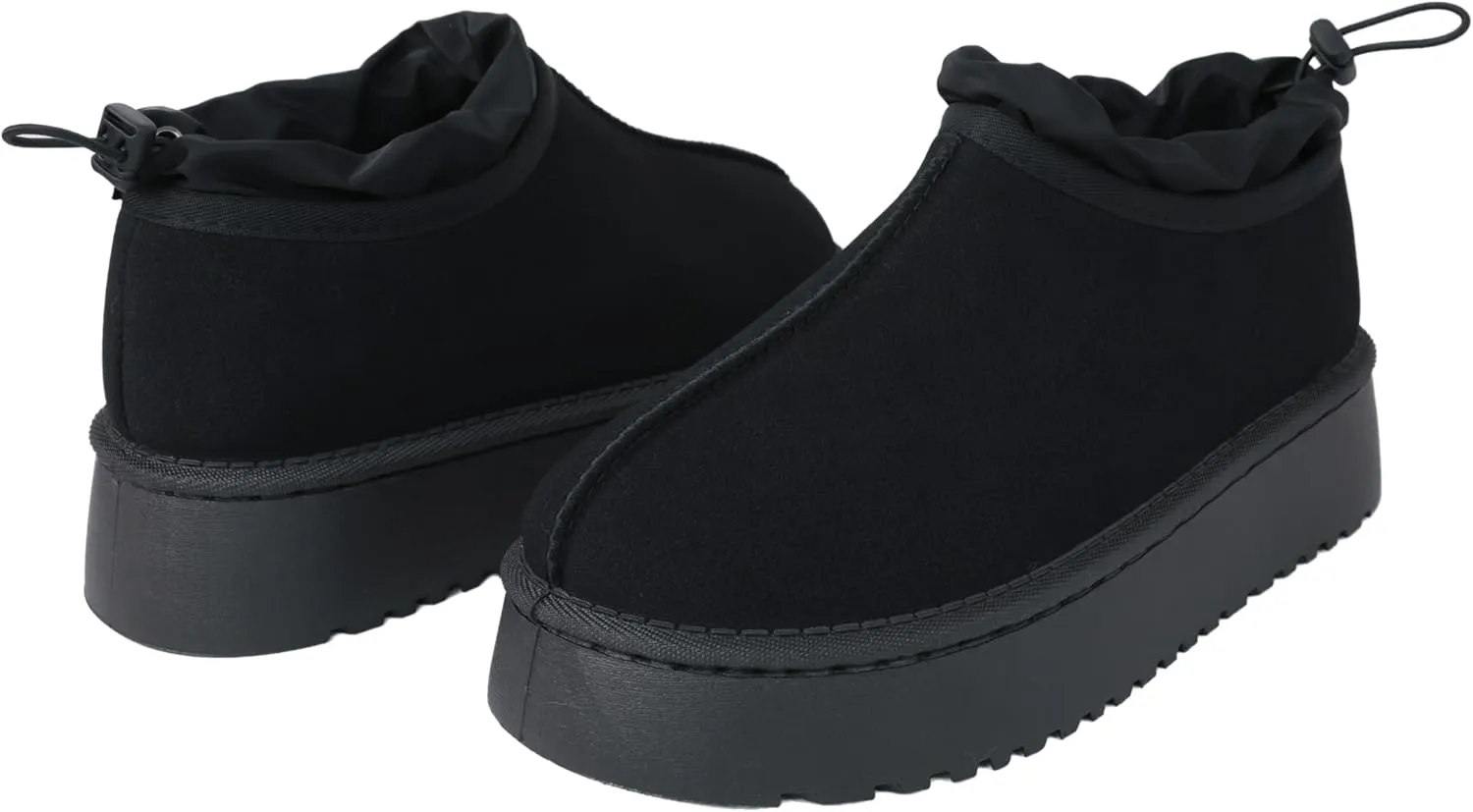 Women's Platform Slippers Winter Mini Boots Anti-Slip Suede Slip on Women Sneakers Fur Lined House Slippers for Indoor Outdoor