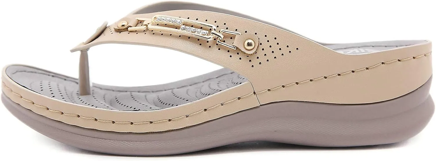 Womens Sandals with Arch Support Hiking Flip Flops Beach Slides Short Wedge Sandals Closed Toe Arch Support Wedge Sandals for Women Comfortable Platform Women Orthopedic Sandals