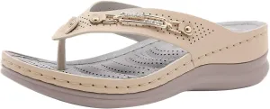 Womens Sandals with Arch Support Hiking Flip Flops Beach Slides Short Wedge Sandals Closed Toe Arch Support Wedge Sandals for Women Comfortable Platform Women Orthopedic Sandals