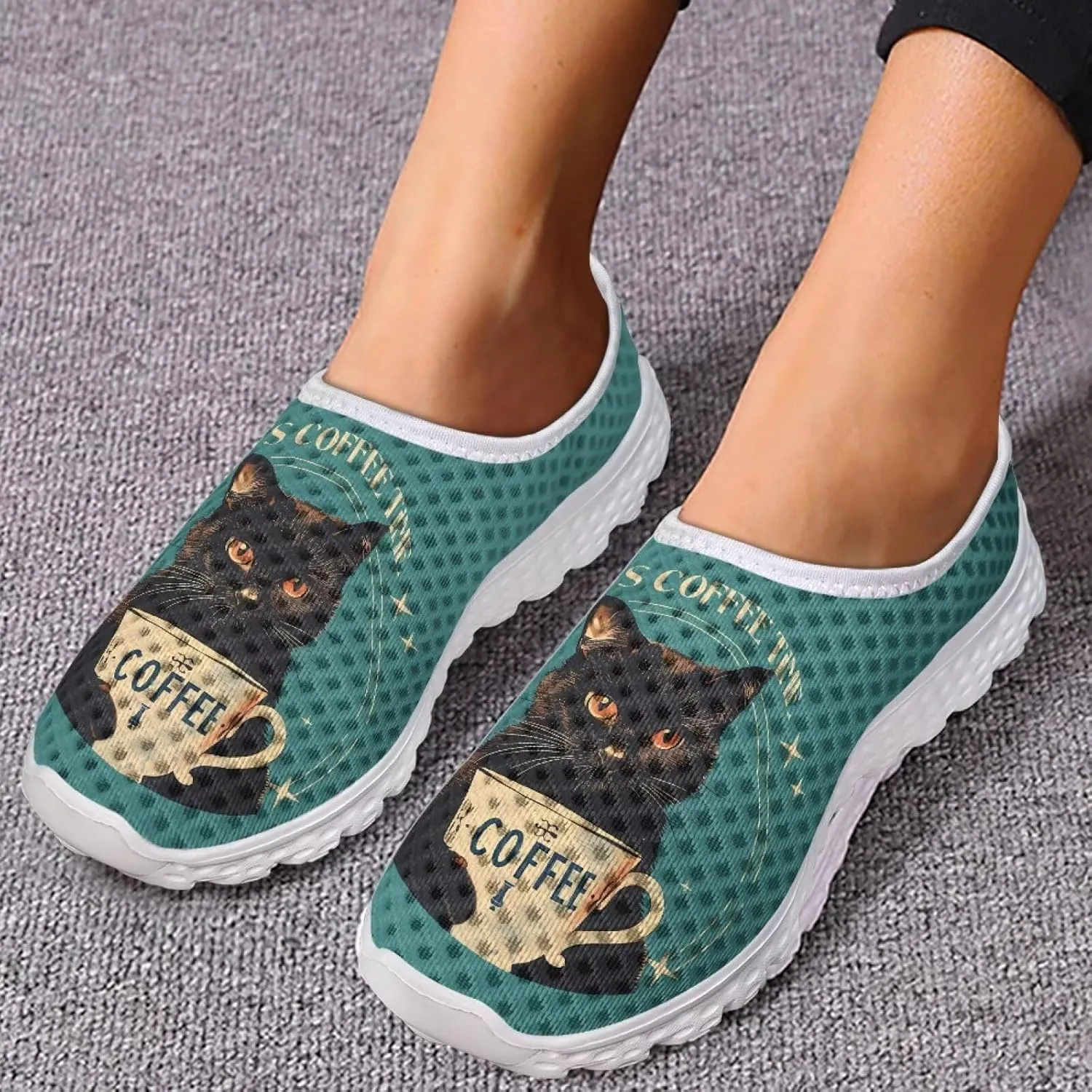 Women's Slip On Walking Running Shoes Ladies Low-top Loafers Lightweight Breathable Mesh Fashion Sneakers US Size 5.5-11.5