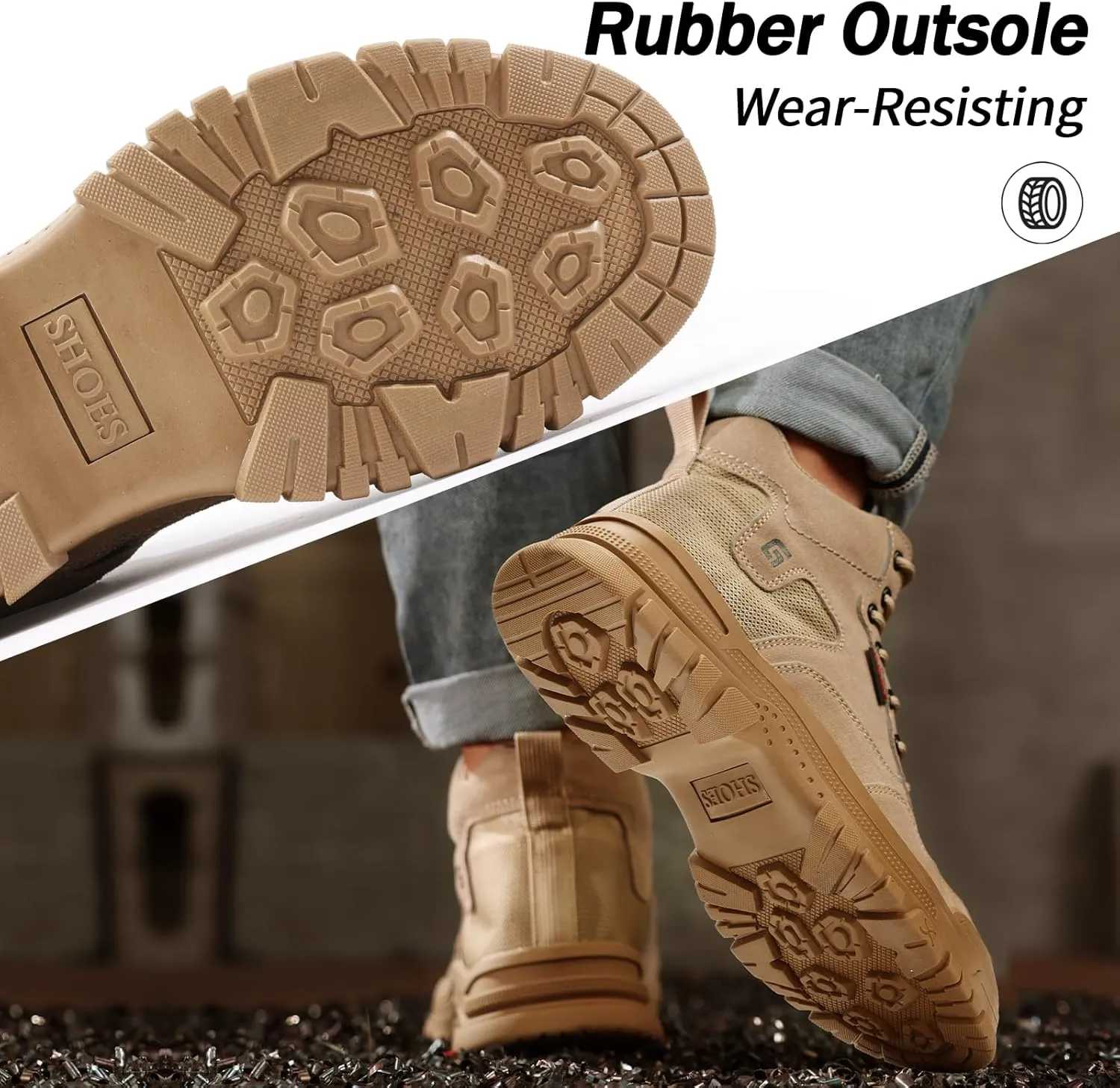Work Boots for Men Non-Slip Composite Toe Boots Lightweight Composite Toe Shoes for men Indestructible Safety Boots Comfortable Work Shoes Industrial Construction Safety Shoes