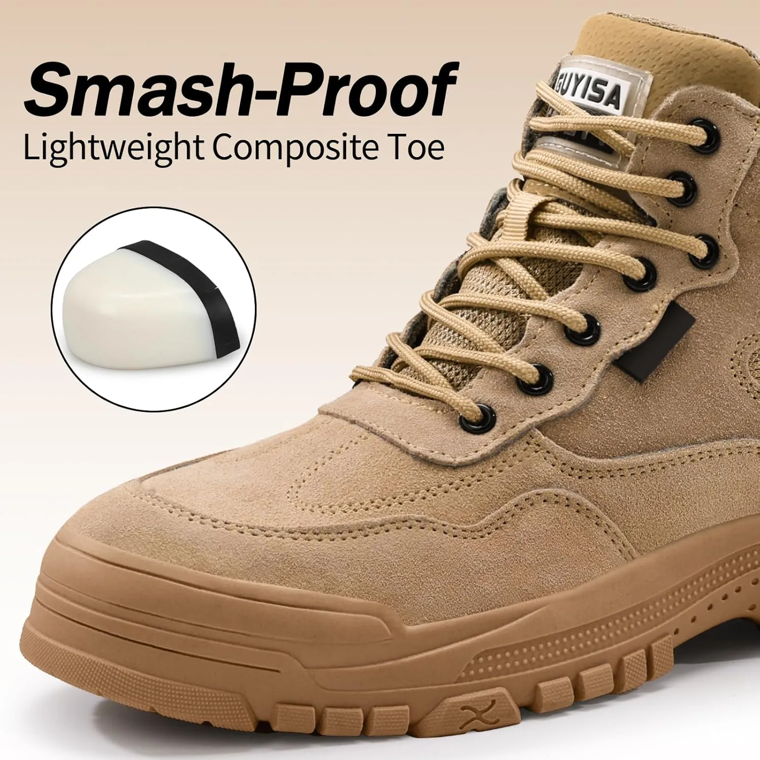 Work Boots for Men Non-Slip Composite Toe Boots Lightweight Composite Toe Shoes for men Indestructible Safety Boots Comfortable Work Shoes Industrial Construction Safety Shoes