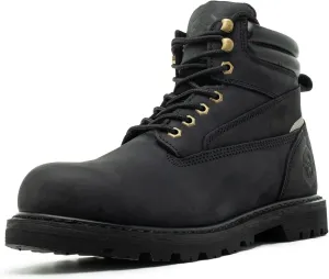Work Boots for Men Soft Toe Insulated Non Slip Comfortable Black/Brown Leather Rubber Industrial & Construction Boots