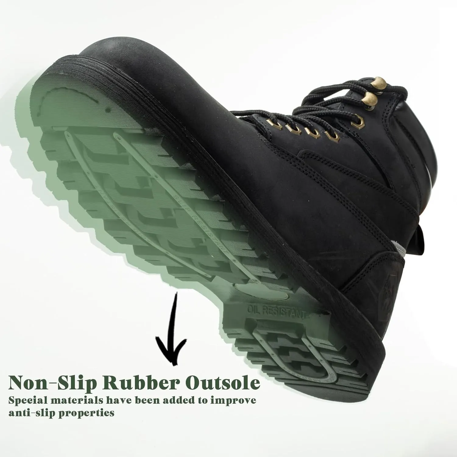 Work Boots for Men Soft Toe Insulated Non Slip Comfortable Black/Brown Leather Rubber Industrial & Construction Boots
