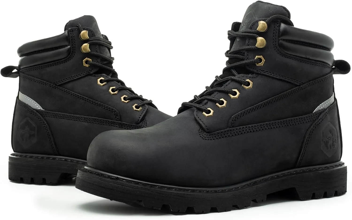 Work Boots for Men Soft Toe Insulated Non Slip Comfortable Black/Brown Leather Rubber Industrial & Construction Boots