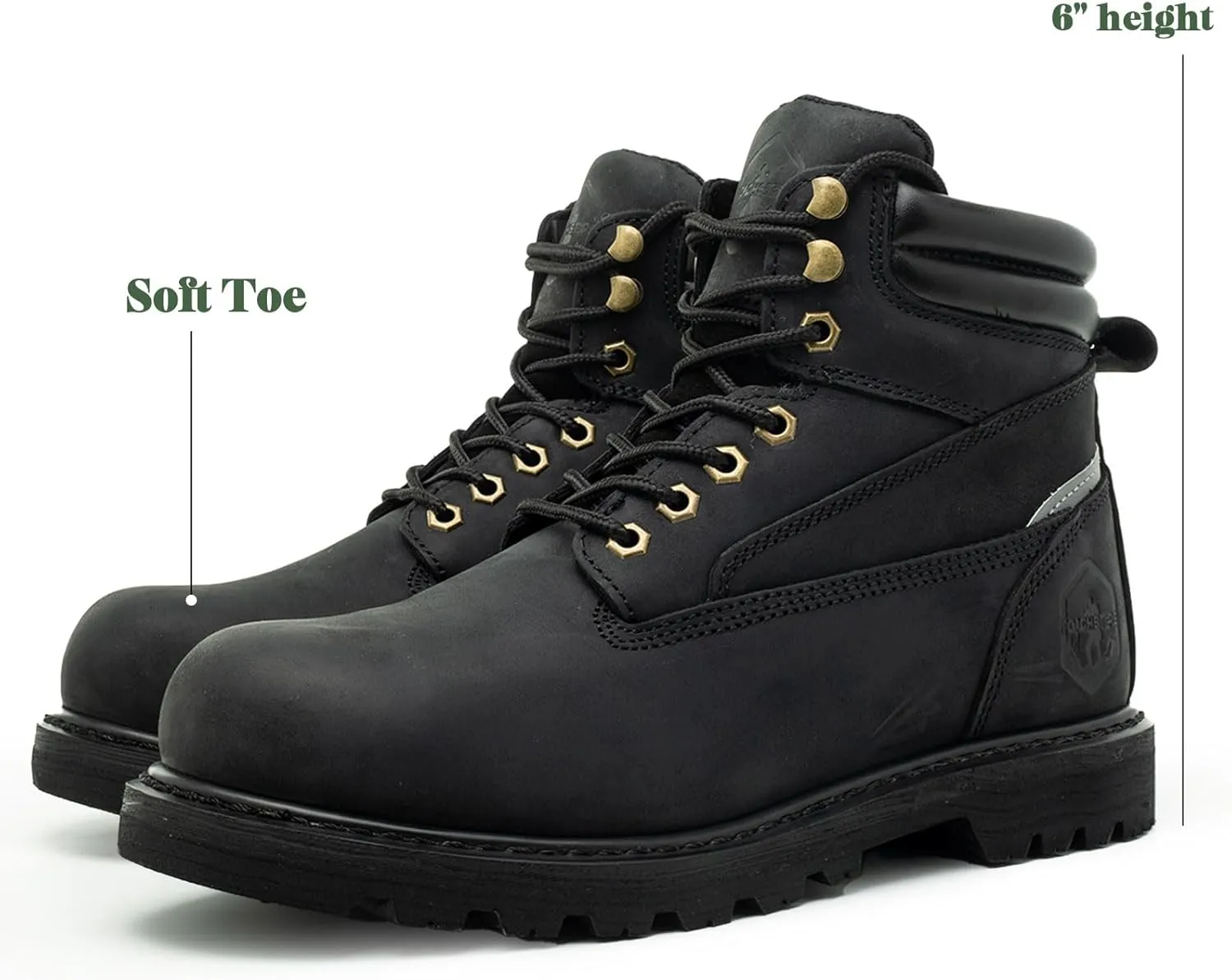 Work Boots for Men Soft Toe Insulated Non Slip Comfortable Black/Brown Leather Rubber Industrial & Construction Boots