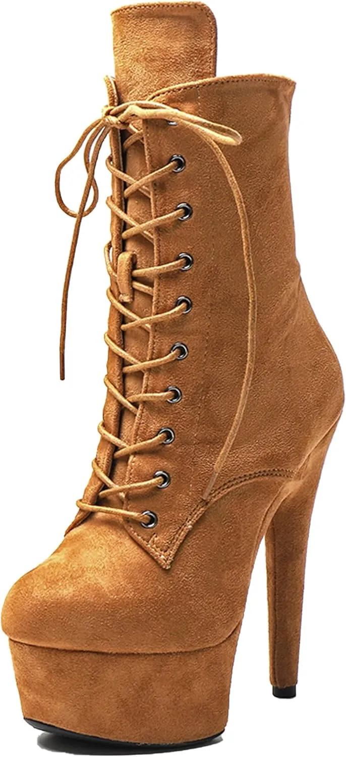 WUXIN H&P 6 in Pole Dance Boot Shoes For Women,6 in Exotic Stiletto Pole Dance Boot Shoes Platform,6 in Stiletto Platform Pole Dancing Shoes Ankle Boots Heels
