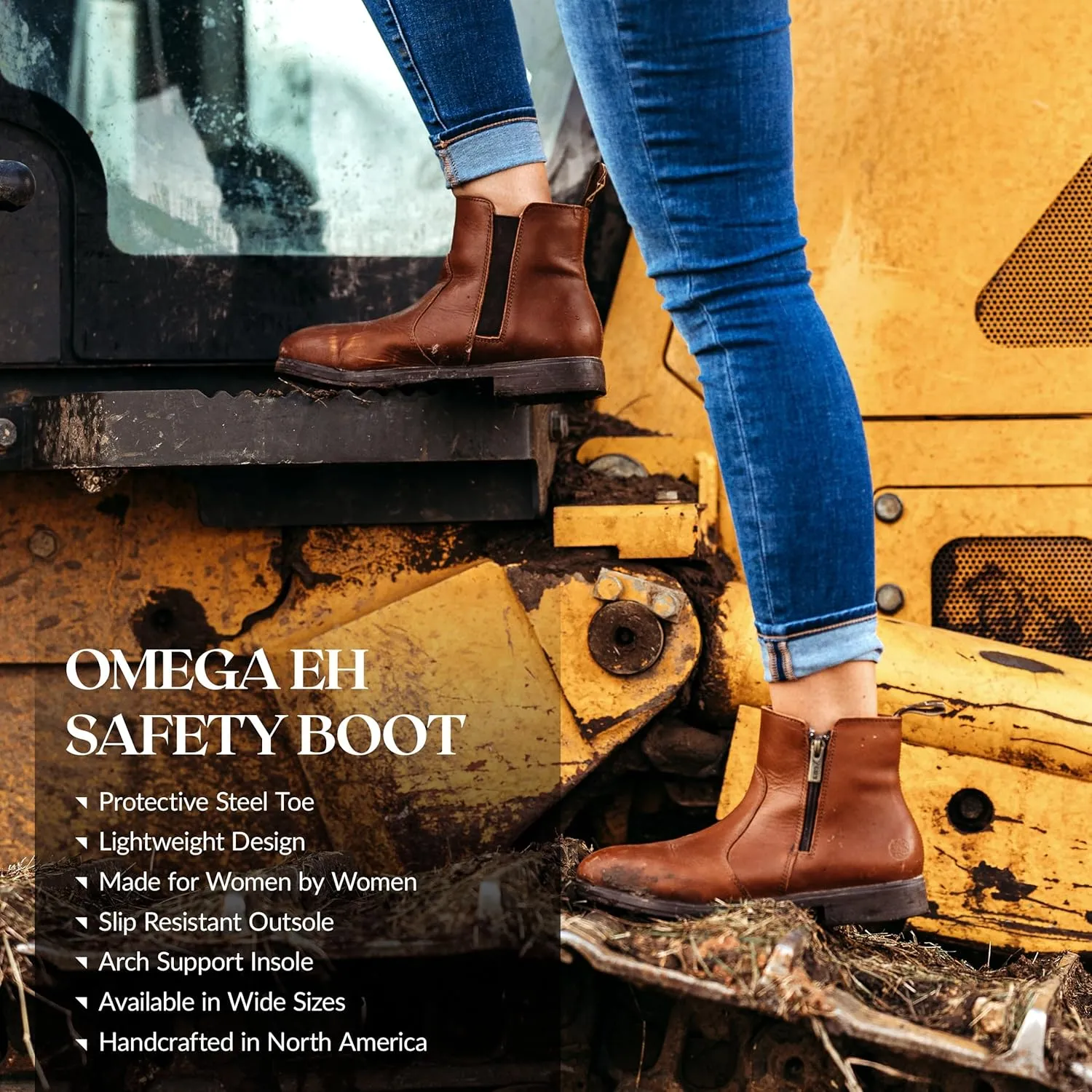XENA Omega Women’s Safety Steel Toe Work Boots, Stylish Leather, Lightweight, Breathable, Comfortable, Slip Resistant, Side Zipper, ASTM F2413-18 Certified, OSHA Compliant, EH Rated