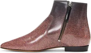 XYD Women's Formal Pointed Closed Toe Flats Ankle Boots Low Heel Booties Office Dress Shoes with Double Side Zippers