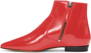 XYD Women's Formal Pointed Closed Toe Flats Ankle Boots Low Heel Booties Office Dress Shoes with Double Side Zippers