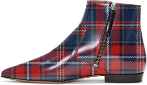 XYD Women's Formal Pointed Closed Toe Flats Ankle Boots Low Heel Booties Office Dress Shoes with Double Side Zippers