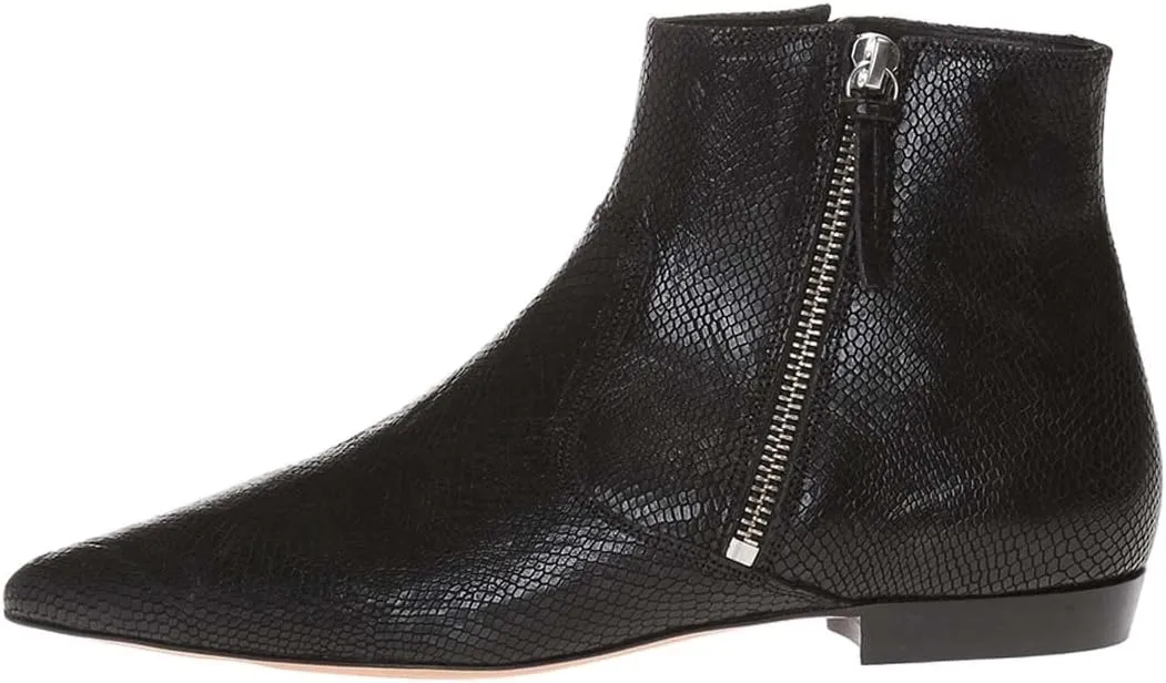 XYD Women's Formal Pointed Closed Toe Flats Ankle Boots Low Heel Booties Office Dress Shoes with Double Side Zippers