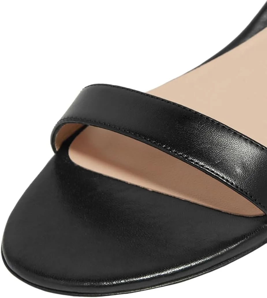 XYD Women's Open Toe Strappy Low Block Heel Sandal Flats Ankle Strap with Buckle Wedding Bridal Dress Shoes