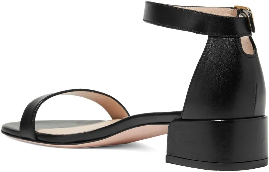 XYD Women's Open Toe Strappy Low Block Heel Sandal Flats Ankle Strap with Buckle Wedding Bridal Dress Shoes