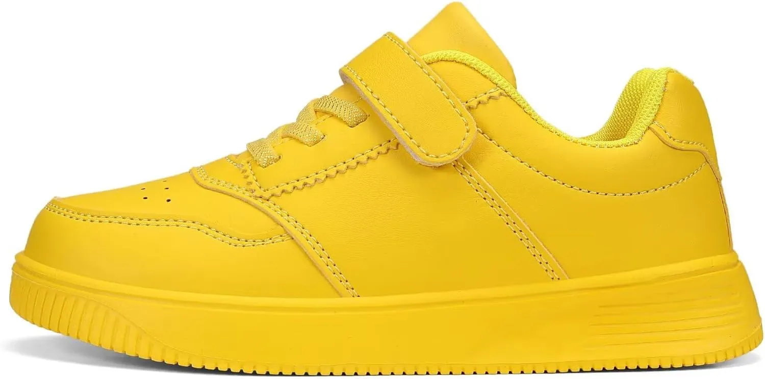 YAVY Unisex-Child Sneakers Boys Girls Running Leather Sneakers Breathable Mesh Athletic Shoes Lightweight Kids Walking Shoes
