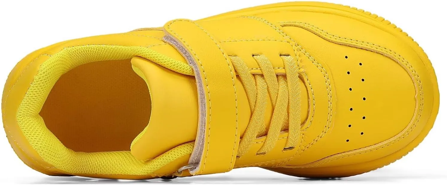 YAVY Unisex-Child Sneakers Boys Girls Running Leather Sneakers Breathable Mesh Athletic Shoes Lightweight Kids Walking Shoes