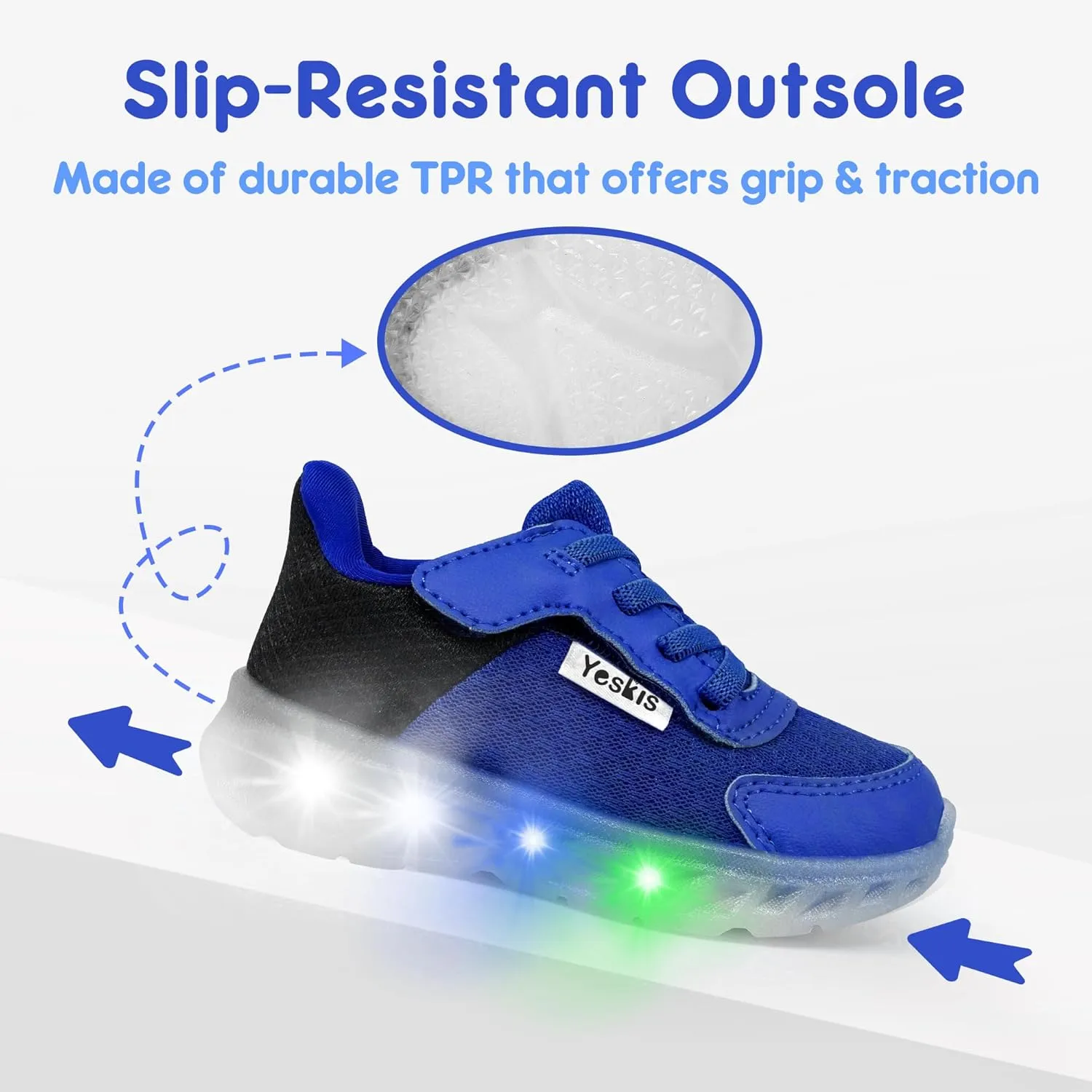 YESKIS Toddler Light Up Shoes Boys Girls Lightweight Breathable Mesh Non-Slip Running Sneakers for Toddler and Little Kid