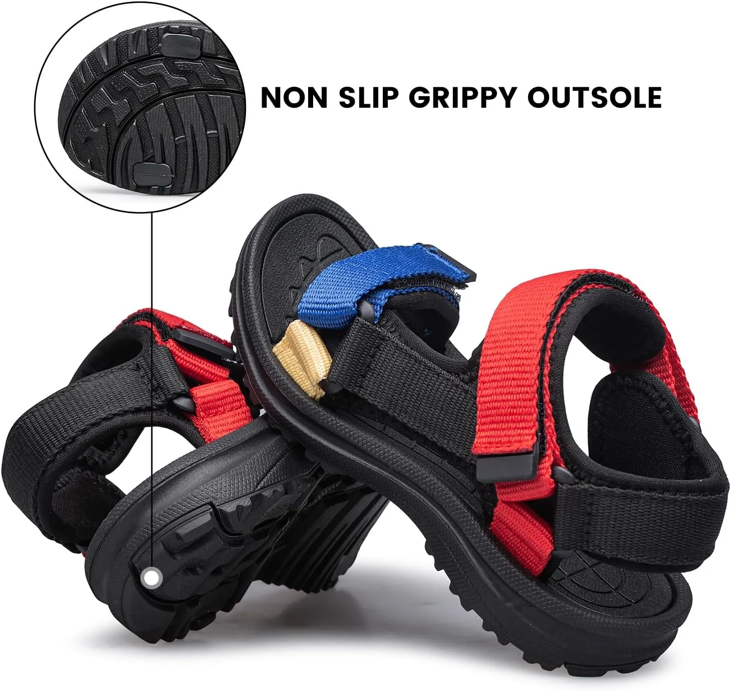YHOON Boys Girls Sandals Adjustable Double Strap Open-Toe Athletic Lightweight Unisex Child Sport Sandals Summer Outdoor(Toddler/Little Kid/Big Kid)