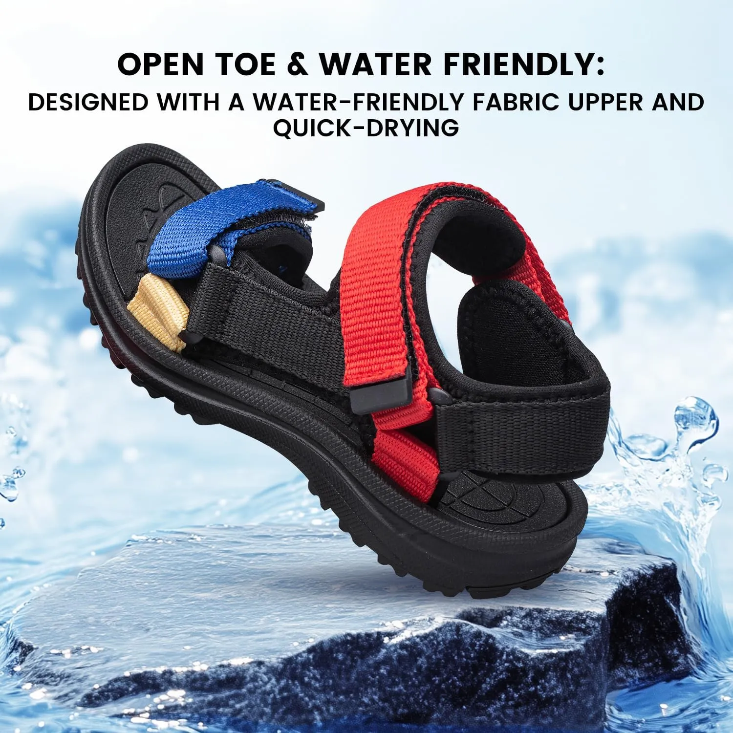 YHOON Boys Girls Sandals Adjustable Double Strap Open-Toe Athletic Lightweight Unisex Child Sport Sandals Summer Outdoor(Toddler/Little Kid/Big Kid)