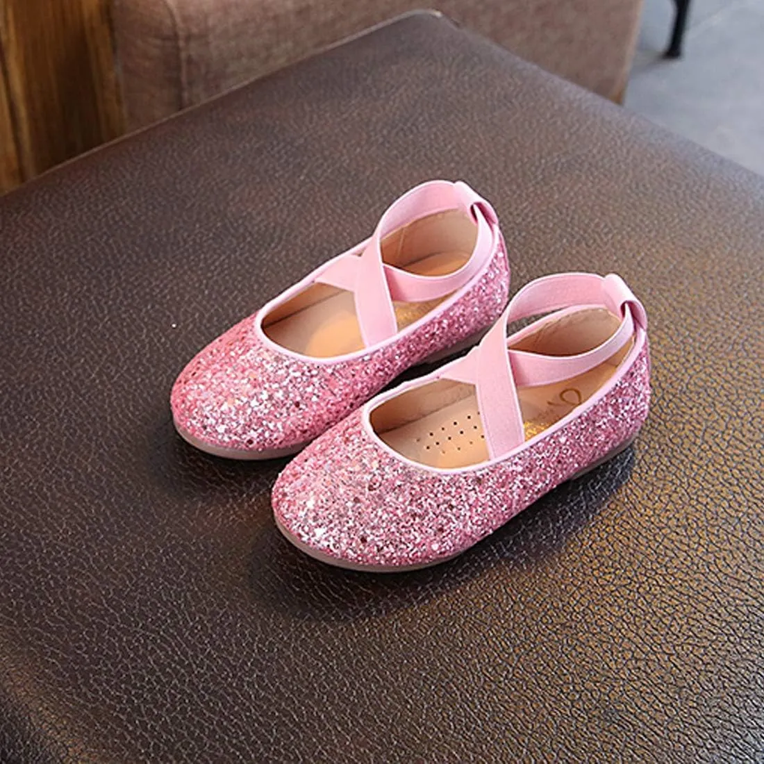 YIBLBOX Girl's Glitter Ballet Flats Ballerina Mary Jane Princess Wedding Dress Shoes Sparkle Dress up Shoes