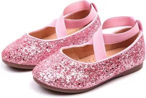YIBLBOX Girl's Glitter Ballet Flats Ballerina Mary Jane Princess Wedding Dress Shoes Sparkle Dress up Shoes