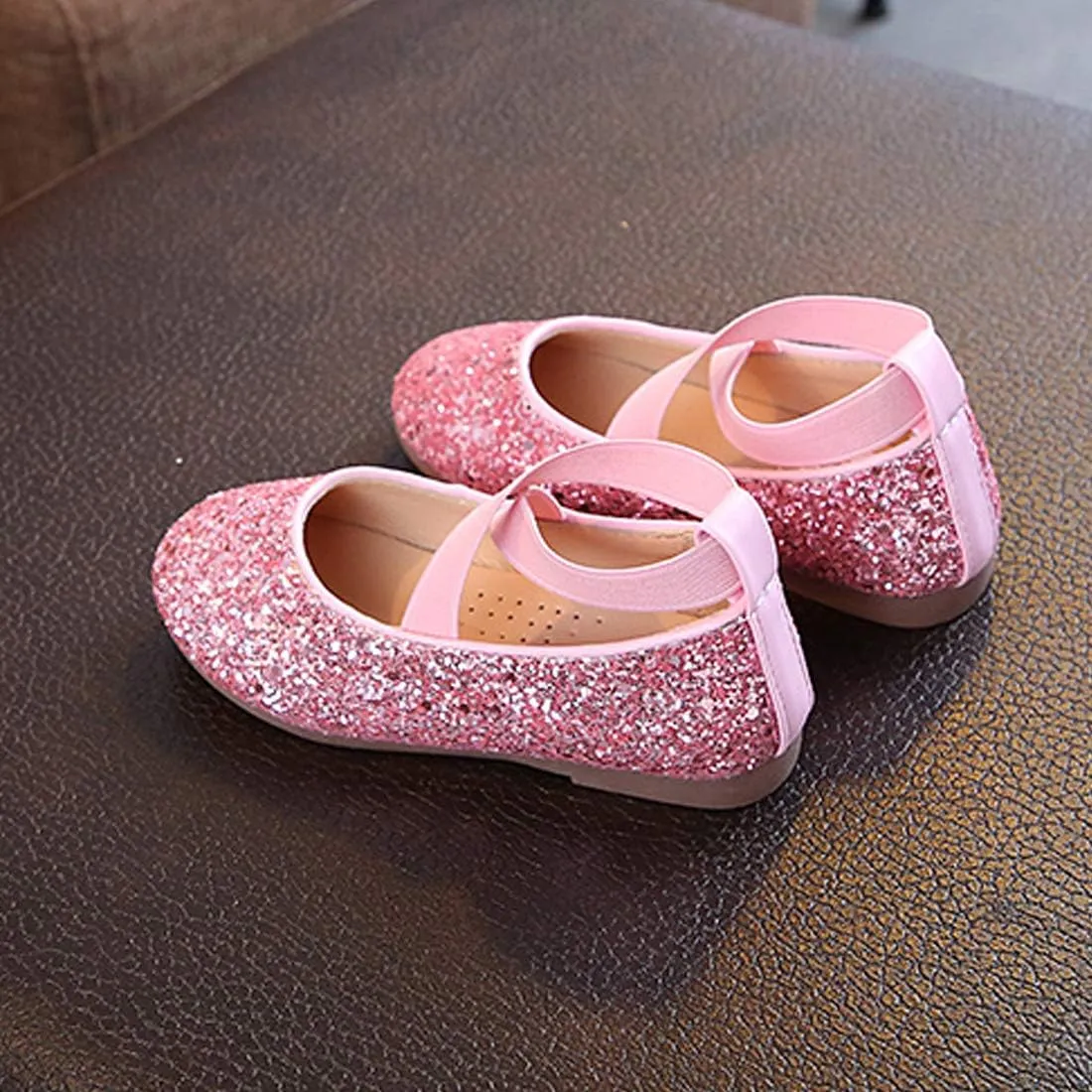 YIBLBOX Girl's Glitter Ballet Flats Ballerina Mary Jane Princess Wedding Dress Shoes Sparkle Dress up Shoes