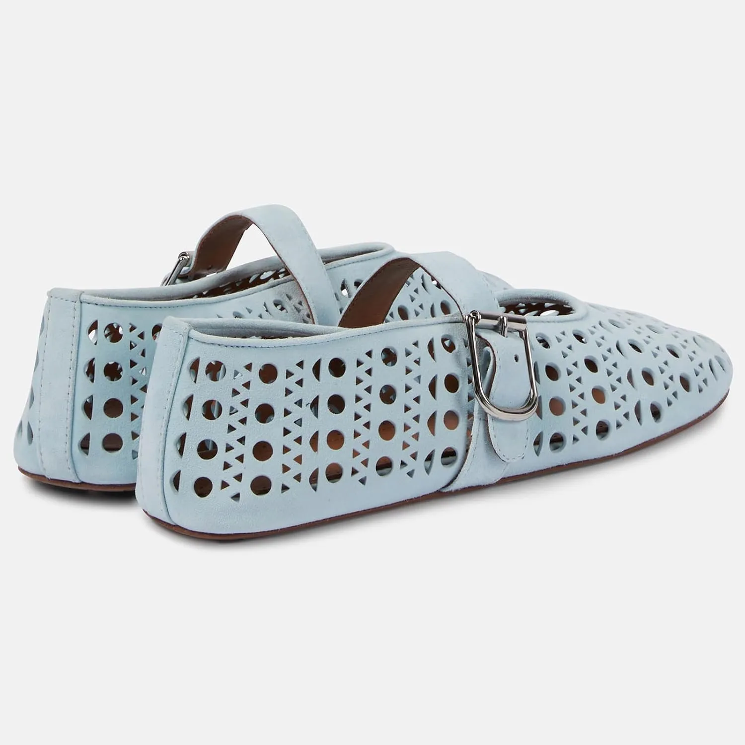 Yishaweiqi Hollow Out Ballet Flats Shoes for Women Buckle Strap Ballerina Shoes Breathable Round Toe Mary Jane Flats Casual Comfortable Daily Dress Summer Shoes