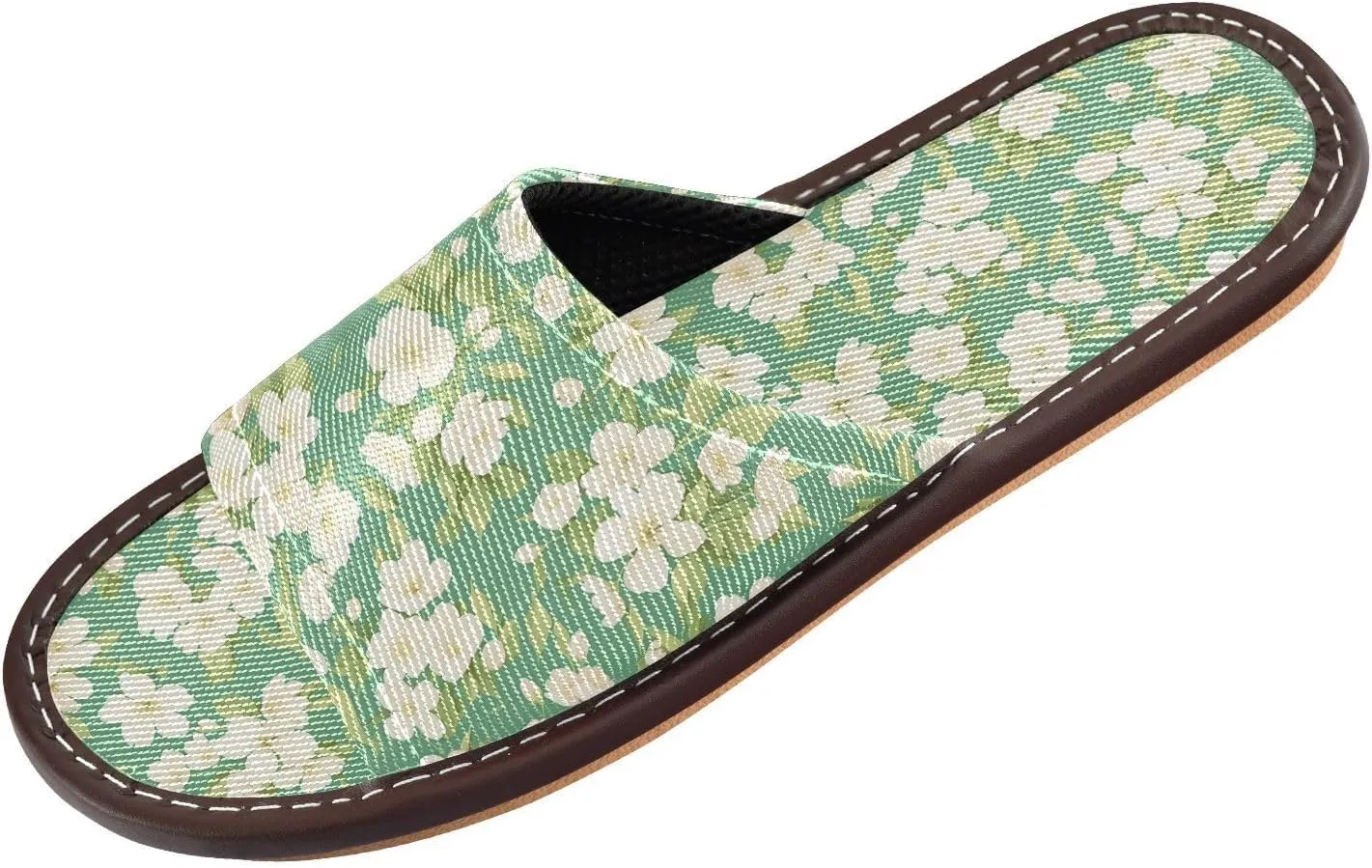 Yuiboo Cherry Blossom Flowers Green Mens Travel Slippers Portable Anti-slip Sandals for Home Indoor Home