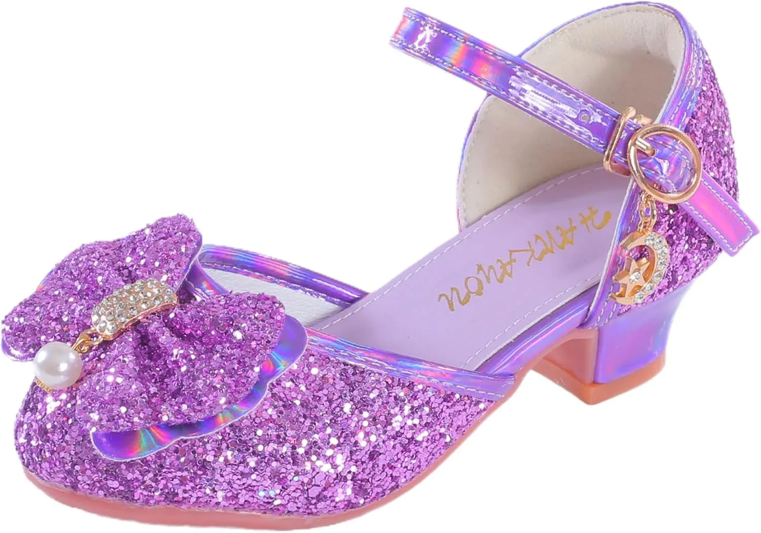 YUNICUS Girls Sandals Cosplay Clear Sparkle Jelly Dress Shoes with Bow Mary Jane Flats