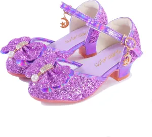YUNICUS Girls Sandals Cosplay Clear Sparkle Jelly Dress Shoes with Bow Mary Jane Flats