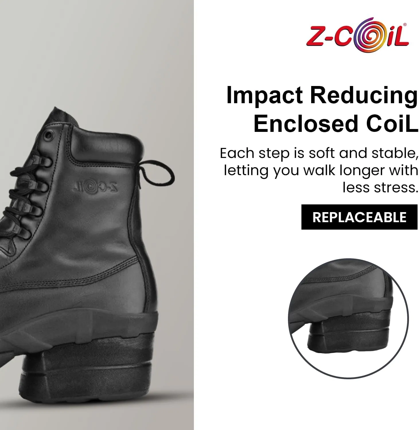 Z-CoiL Women’s Pain Relief Work Boot, Enclosed CoiL, Safety Toe