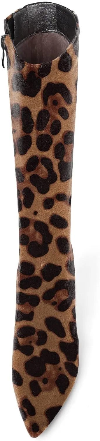 Zamikoo Women's Knee High Boots, Pointed Toe High Heel Thigh High Boots, Dressy Sexy Stiletto Heel Tall Boots, Zip Closure with Fur 3.5 Inch